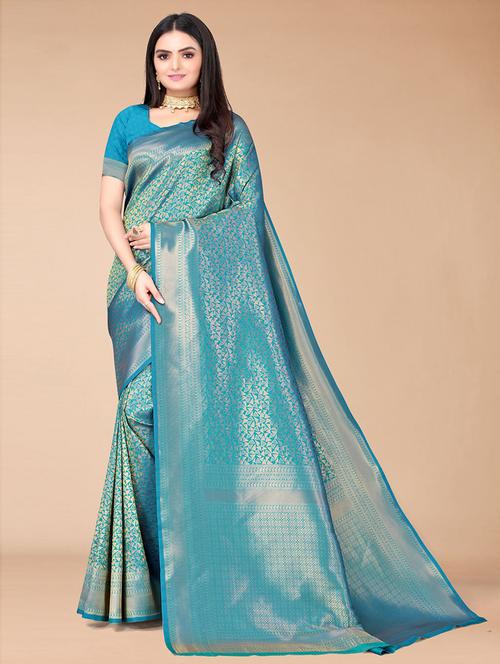 self designed woven saree with blouse - 19507920 - Very Small Image - 1