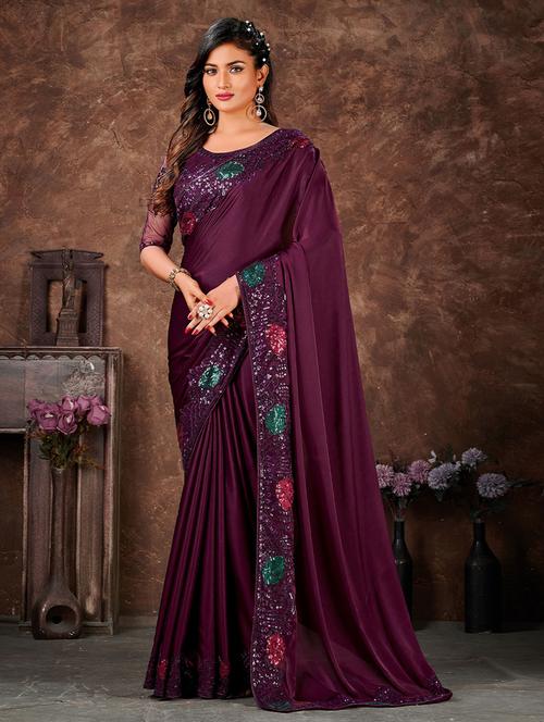 red sequins saree with blouse - 19513261 - Very Small Image - 1