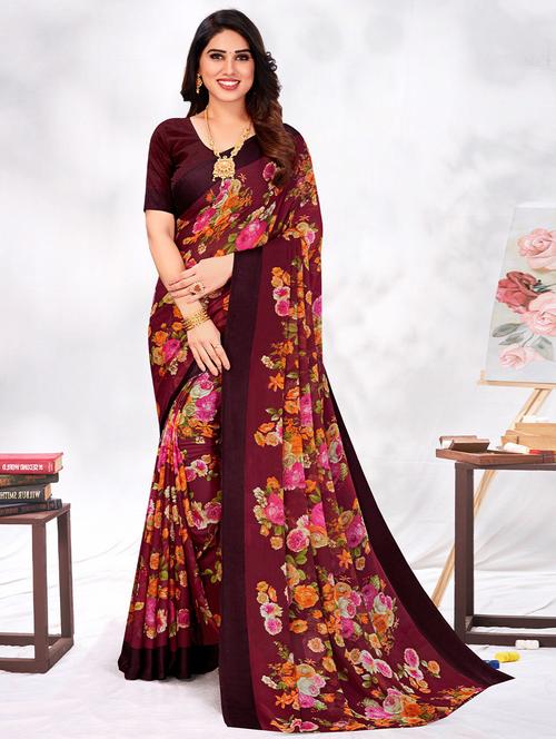 chiffon plain saree - 19513506 - Very Small Image - 1