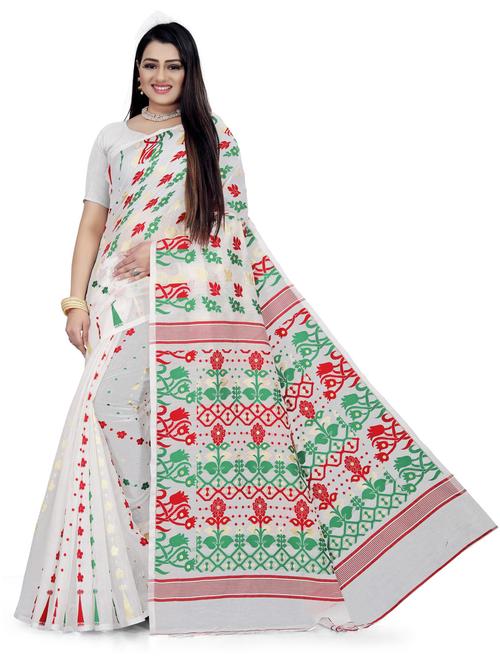 printed jamdani saree with blouse  - 19515465 - Very Small Image - 1