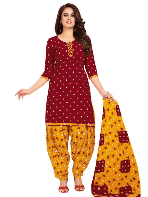 printed unstitched patiyala suit set - 19516326 - Very Small Image - 1