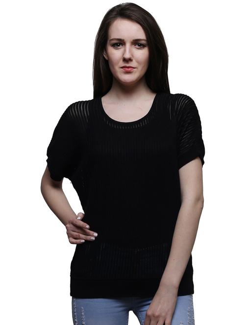 black poly cotton regular top - 19516502 - Very Small Image - 1