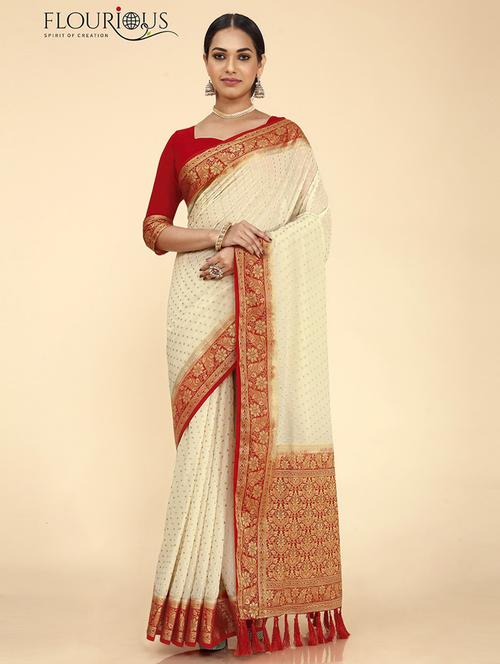 women's self design off white colored saree - 19516558 - Very Small Image - 1
