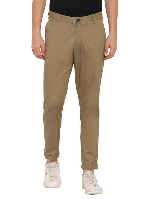 men's green cotton solid regular-fit trouser - 19516576 - Very Small Image - 1