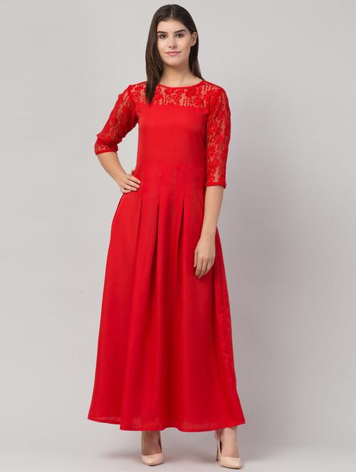 women's fit & flare self design dress - 19517296 - Very Small Image - 1