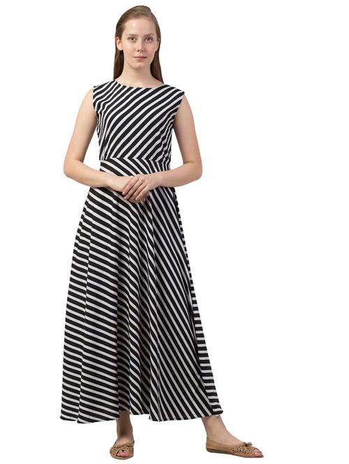 women's fit & flare striped dress - 19517311 - Very Small Image - 1
