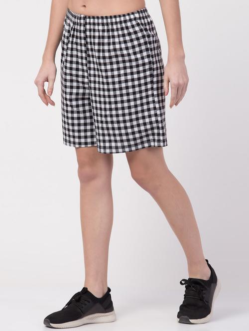 white checked cotton blend regular short - 19517428 - Very Small Image - 1