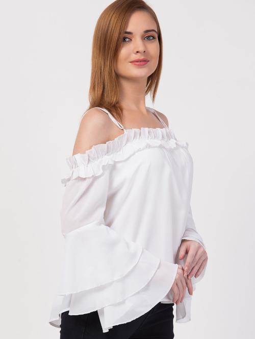 women's ruffle square neck top - 19517838 - Very Small Image - 1