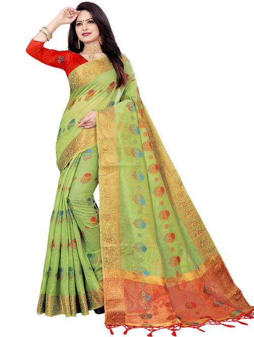 women's self design light green colored saree with blouse - 19517936 - Very Small Image - 1