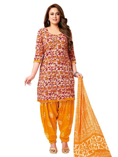 printed unstitched patiyala suit set - 19518023 - Very Small Image - 1