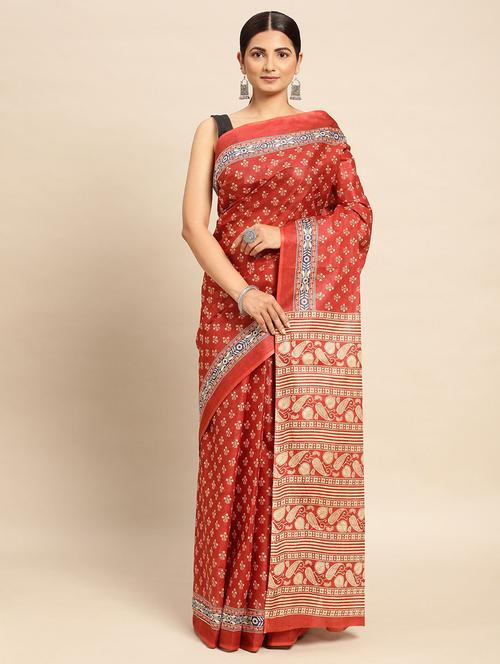 women's floral red colored saree - 19518058 - Very Small Image - 1