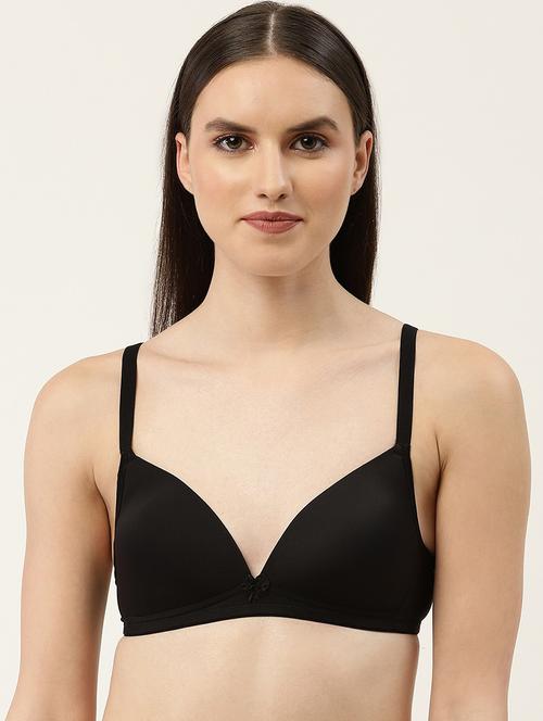black cotton blend tshirt bra - 19520444 - Very Small Image - 1