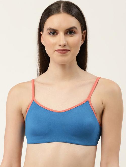 blue cotton blend sports bra - 19520461 - Very Small Image - 1