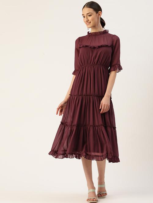 women's tiered dress self design dress - 19520512 - Very Small Image - 1