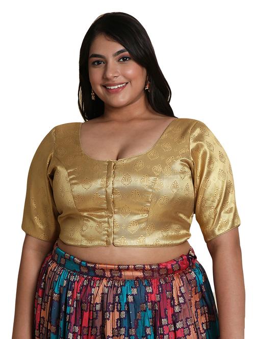 gold cotton blend regular blouse - 19521917 - Very Small Image - 1