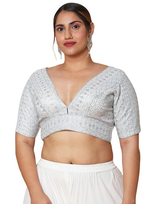 silver tissue embroidered blouse - 19521935 - Very Small Image - 1