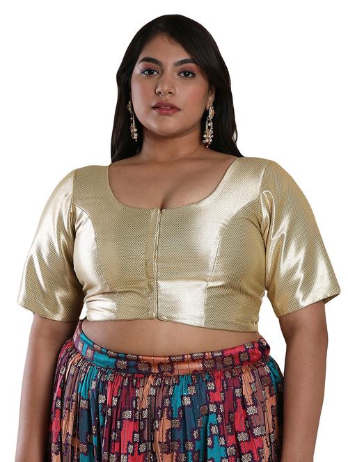 gold silk regular blouse - 19521942 - Very Small Image - 1