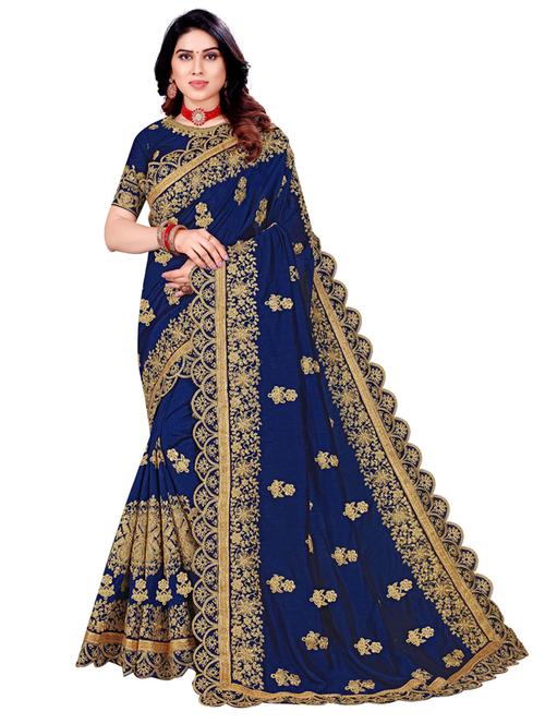 self design embroidered saree with blouse - 19522489 - Very Small Image - 1