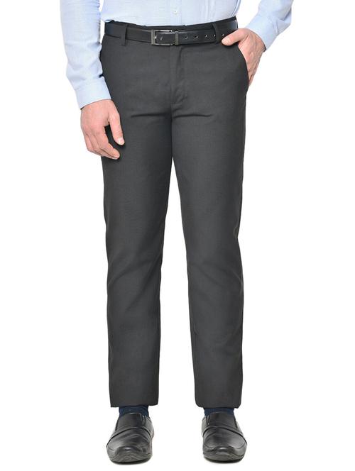 black cotton flat front formal trouser - 19523913 - Very Small Image - 1