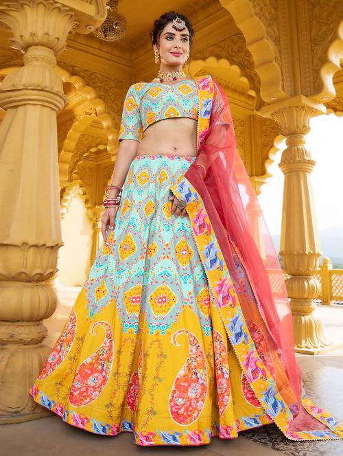 embroidered lehenga choli with dupatta set - 19528696 - Very Small Image - 1