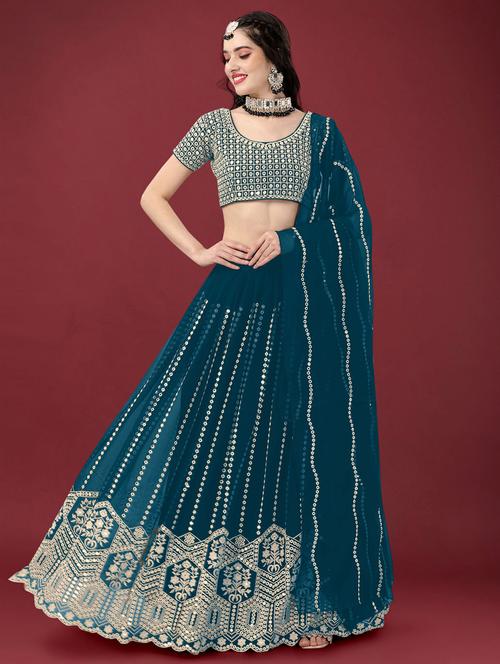 embroidered lehenga choli with dupatta set - 19528760 - Very Small Image - 1