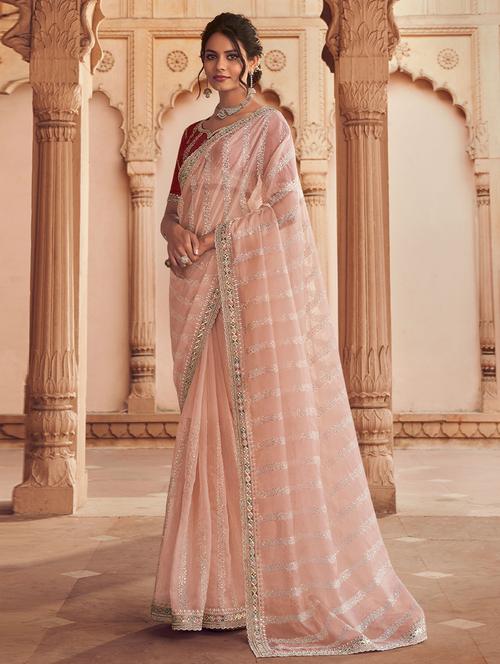 self designed embroidered saree with blouse - 19529400 - Very Small Image - 1