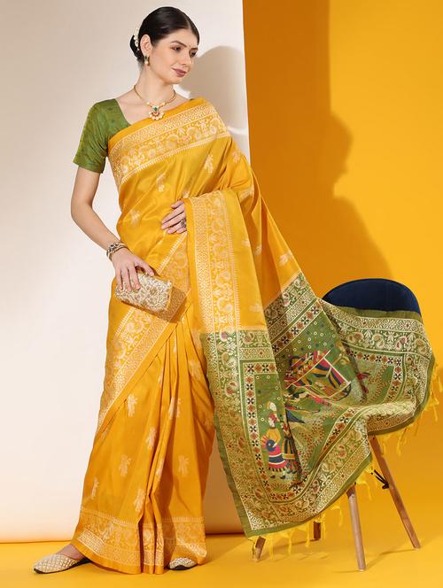self designed woven saree with blouse - 19529533 - Very Small Image - 1
