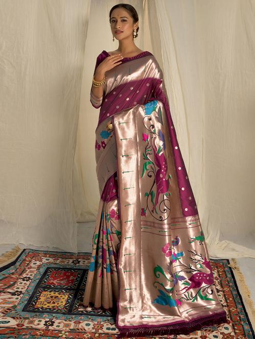 self designed woven saree with blouse - 19529615 - Very Small Image - 1