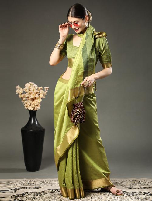self design woven saree with blouse - 19530426 - Very Small Image - 1