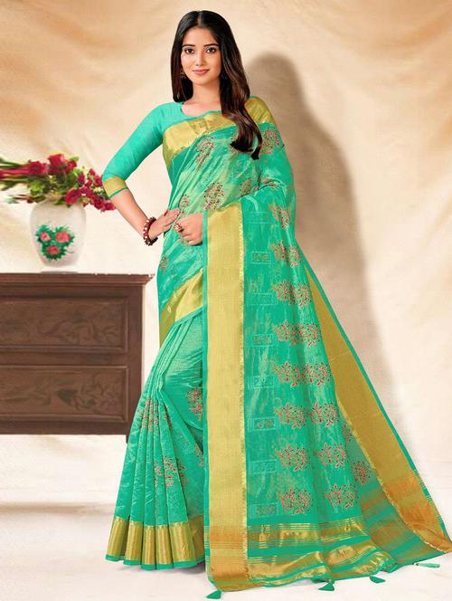 self design printed saree with blouse - 19530581 - Very Small Image - 1