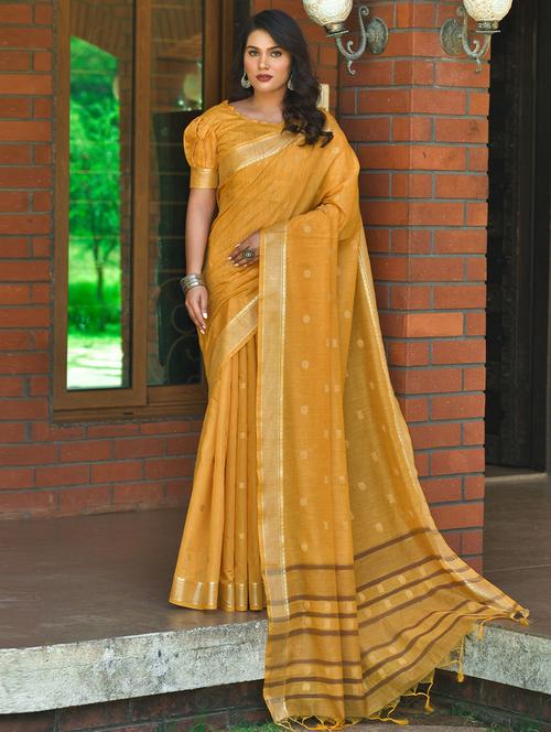 contrast bordered woven saree - 19531012 - Very Small Image - 1