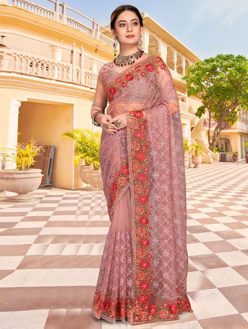 self designed embroidered saree with blouse - 19531226 - Very Small Image - 1