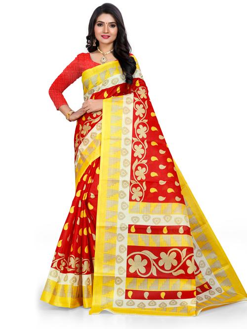 printed woven saree with blouse - 19531802 - Very Small Image - 1