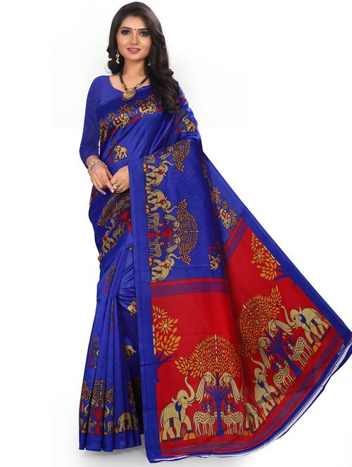 printed mysore silk saree with blouse - 19531851 - Very Small Image - 1