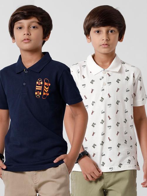 boys polo neck multi coloured t-shirt set - 19533418 - Very Small Image - 1