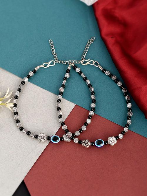 silver plated evil eye anklet for women - 19536465 - Very Small Image - 1