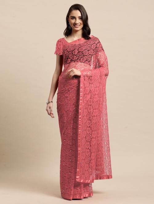 net bollywood saree with blouse - 19537050 - Very Small Image - 1