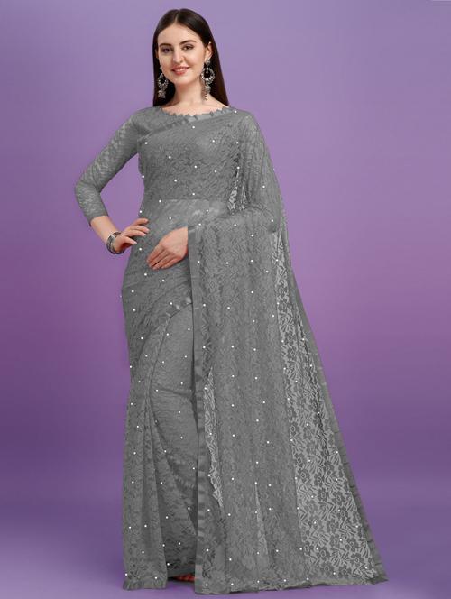 net bollywood saree with blouse - 19537301 - Very Small Image - 1