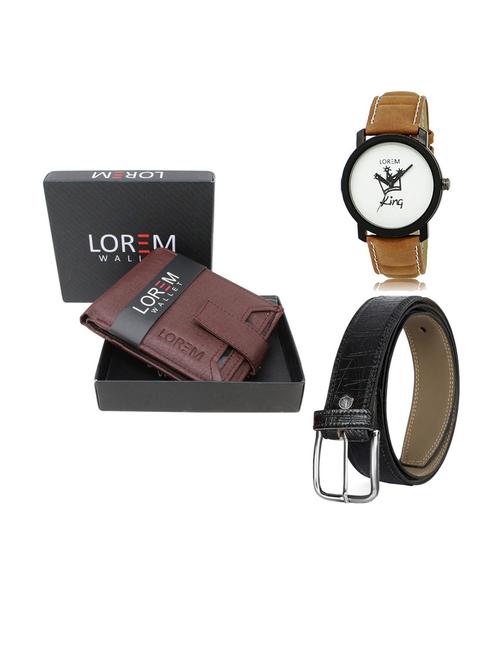 belt, wallet & watch leatherette gift combo - 19553891 - Very Small Image - 1
