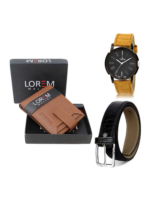 belt, wallet & watch leatherette gift combo - 19554168 - Very Small Image - 1
