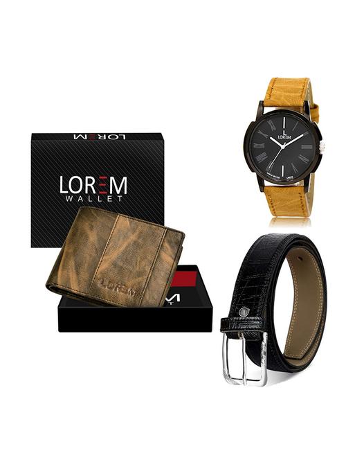 belt, wallet & watch leatherette gift combo - 19554228 - Very Small Image - 1