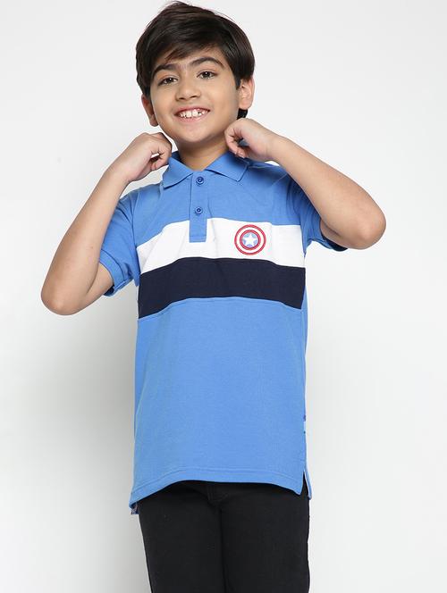 boys polo neck colour block t-shirt  - 19555023 - Very Small Image - 1