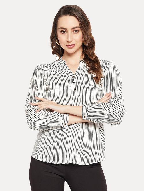 women's straight mandarin neck top - 19559631 - Very Small Image - 1