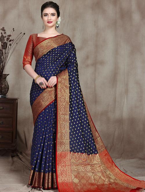 self design kanjivaram saree with blouse - 19561373 - Very Small Image - 1