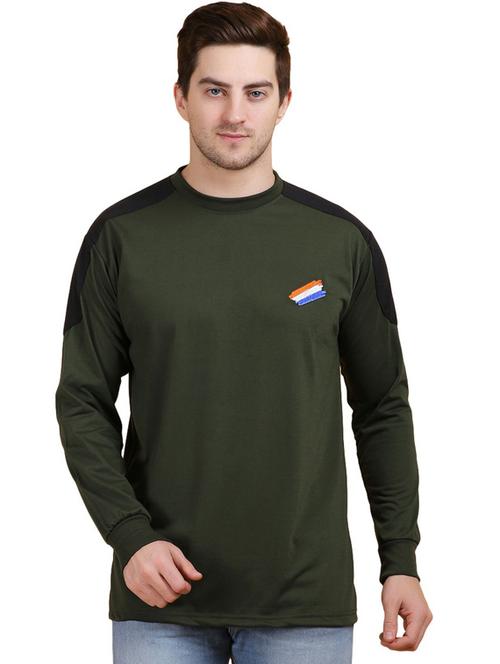 crew neck cotton blend cut & sew t-shirt - 19564763 - Very Small Image - 1