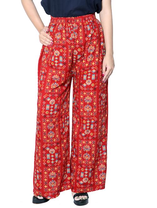 rayon flat front printed palazzo - 19566849 - Very Small Image - 1