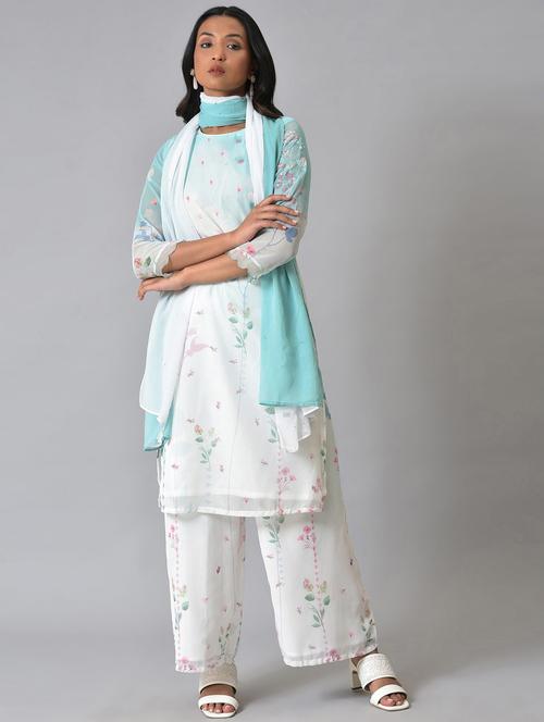 round neck kurta pant set - 19566967 - Very Small Image - 1