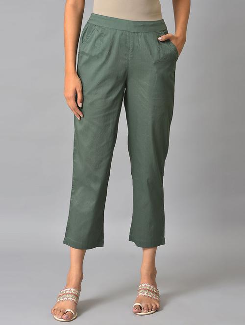 women mid-rise solid flat front trouser - 19567073 - Very Small Image - 1