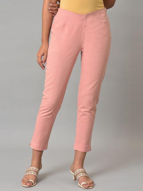 women mid-rise solid flat front trouser - 19567095 - Very Small Image - 1