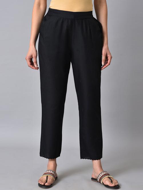 Women Mid-rise Solid Flat Front Trouser - 19567126 - Very Small Image - 1